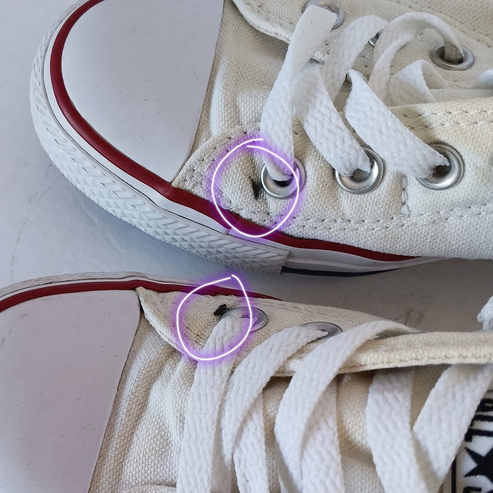 🤍 Converse All Star White Canvas Sneakers Shoes Womens 7 White Low Slip - Picture 6 of 15